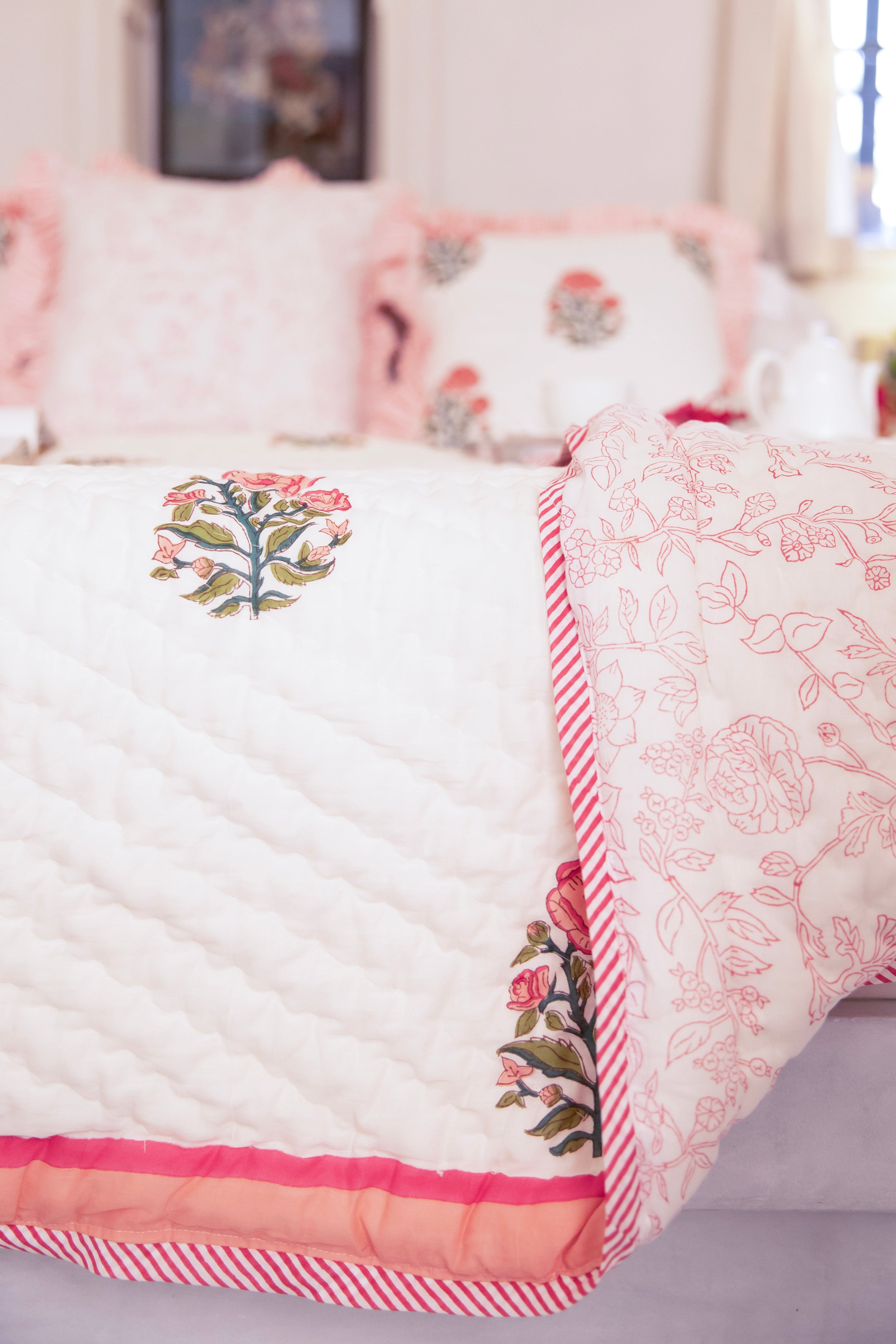 Block Printed Bed Quilts