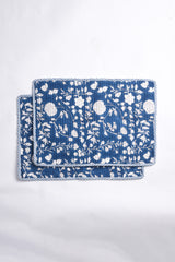 Midnight Garden Indigo Blue Quilted Placemats (Set of 2)