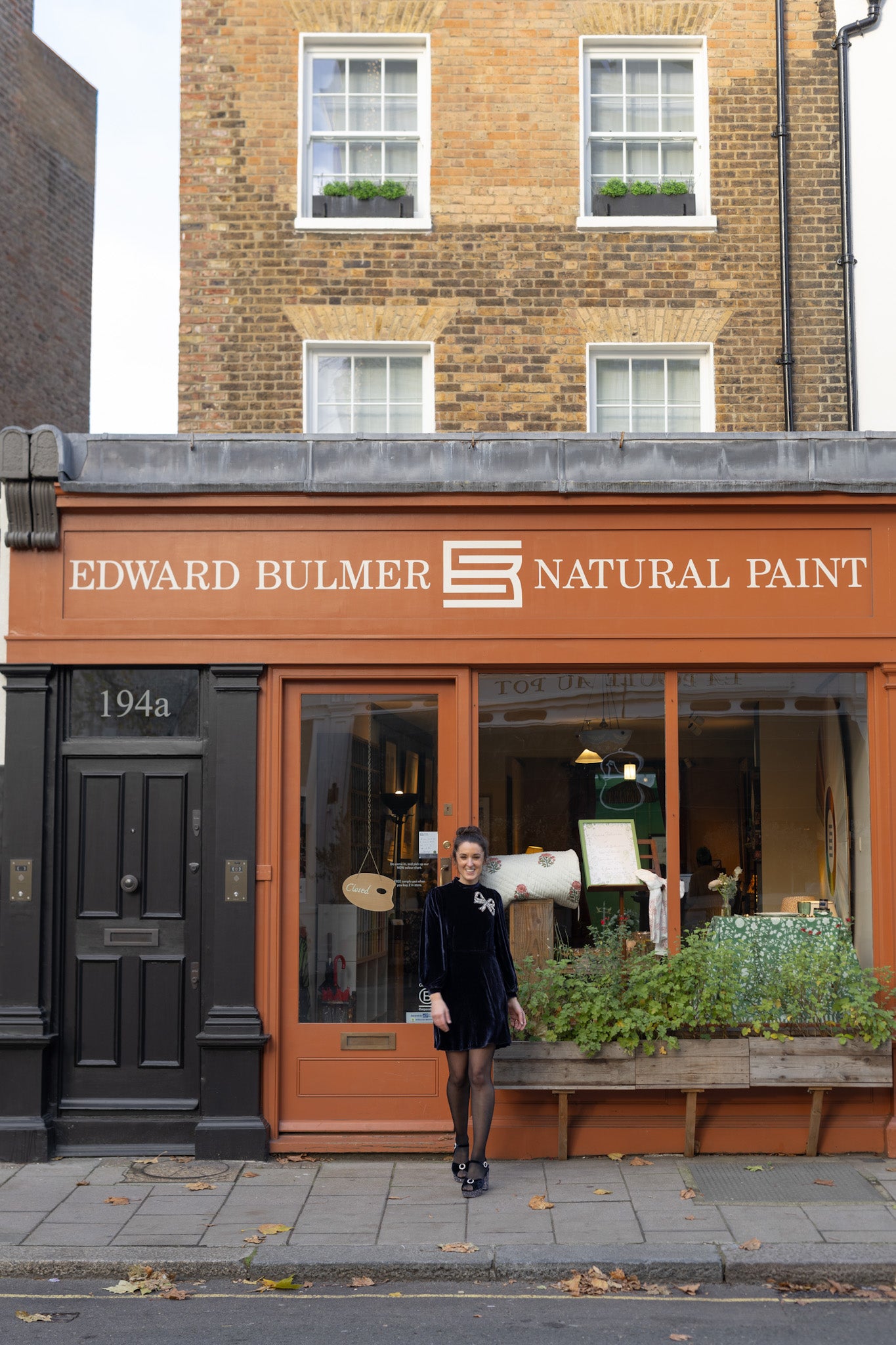 Rosanna outside Edward Bulmer Natural Paint in Belgravia