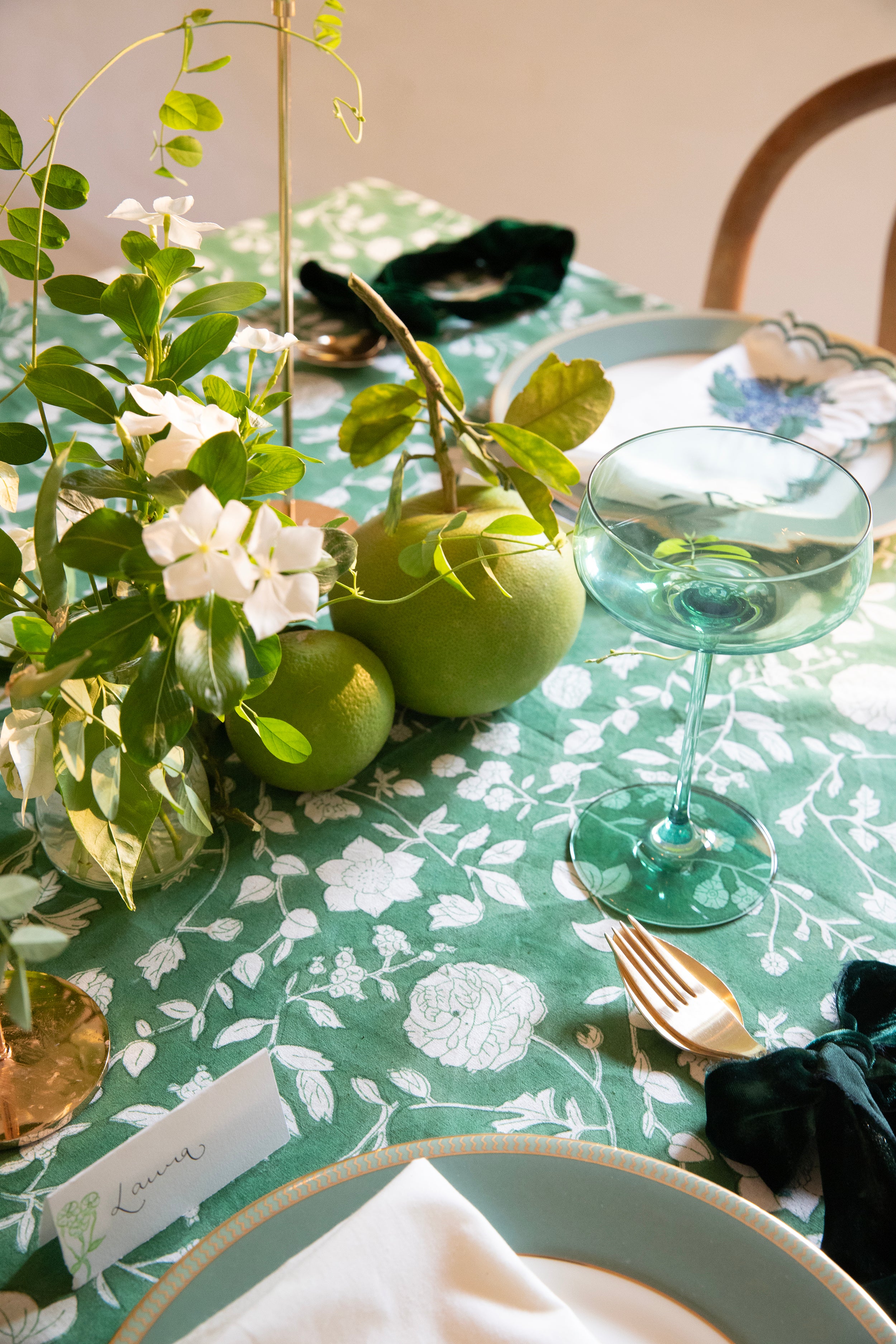 Wild garden tablescape details